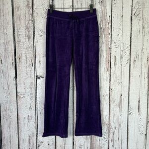 Made for Life Purple Velour Pants‎ Size PXS Petite XS Drawstring Waist Bootcut